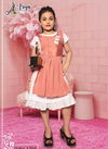 Peach Colour Latest Designer Western Look imported Fancy frock Piece Children Wear Collection 1704